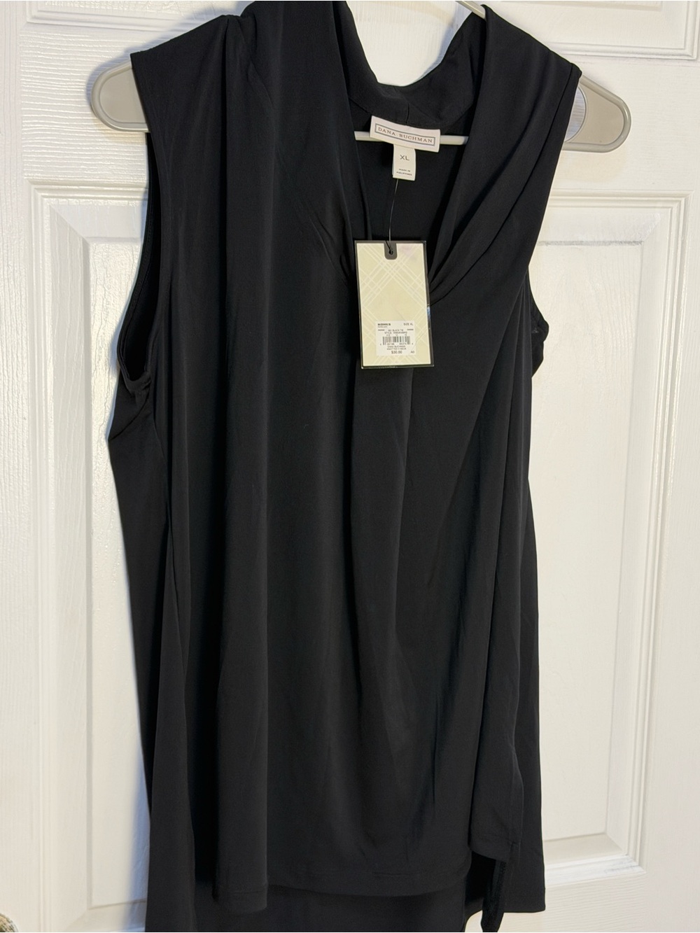 Dana Buchman Black Sleeveless Draped V-Neck Camisole crop top XL